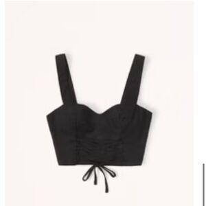 Abercrombie lace-up linen-blend top